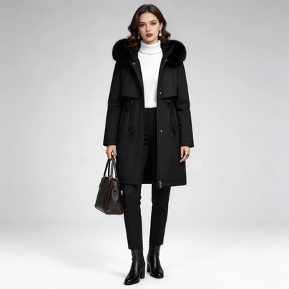 Trench Coat Feminino com Pelúcia e Capuz Forglows