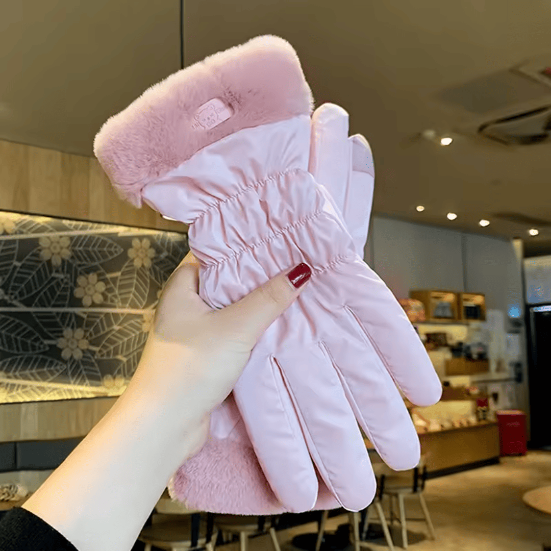 Luva Feminina Acolchoada e Impermeável com Pelúcia Forglows