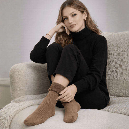 Meia Peluciada Feminina Térmica Canelada - 2 Pares de Meias Forglows